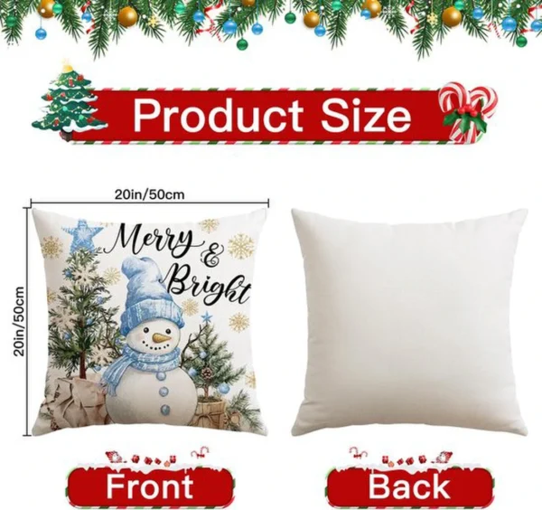 P-87213230526522-20260406110335.webp Unyqoos® Set van 4 decoratieve kerstkussenhoezen met sneeuwpop motief voor woonkamer en slaapkamer