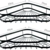 Unyqoos® Zelfklevende hoekdoucheplank, organizer-rek met 4 haken voor badkamer zonder boren, 2 stuks, zwart