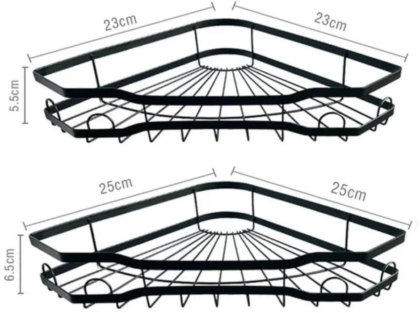 Unyqoos® Zelfklevende hoekdoucheplank, organizer-rek met 4 haken voor badkamer zonder boren, 2 stuks, zwart