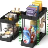 P-87213230534990-20260406095357.webp Unyqoos® Uittrekbare Dubbele Organizer met Haken voor Onder de Wastafel, Verstelbaar en Ruimtebesparend