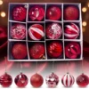 Unyqoos® Set van 12 decoratieve rode kerstballen voor een feestelijke kerstboom