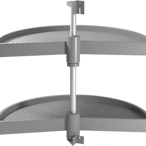 Unyqoos® Zwenkbeslag voor hoekkast met twee draaiplateaus en aluminium stang