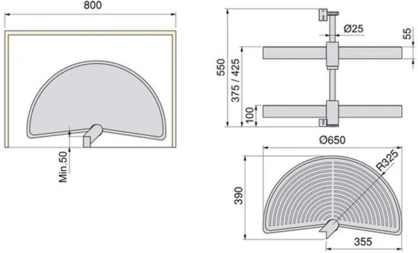 P-87213230537103-20260406094210.webp Unyqoos® Zwenkbeslag voor hoekkast met twee draaiplateaus en aluminium stang
