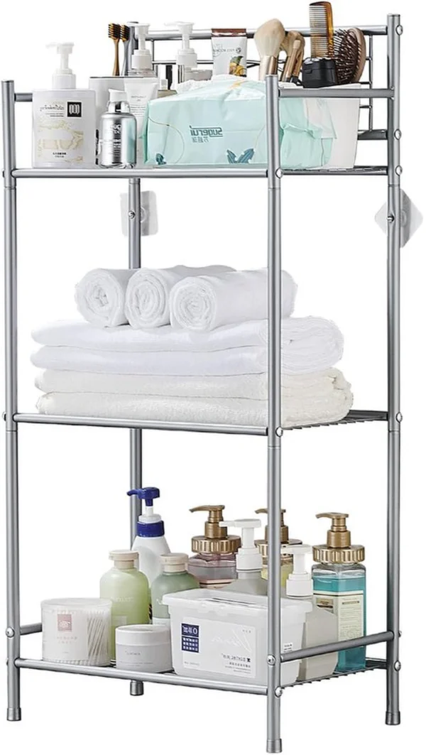 P-87213230557520-20260405180936.webp Unyqoos® Vrijstaand metalen opbergrek met vier niveaus voor badkamer en keuken