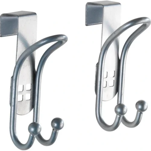 Unyqoos® Set van 2 zilverkleurige deurhaken voor kleding en handdoeken