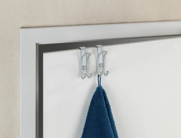 P-87213230559743-20260406130226.webp Unyqoos® Set van 2 zilverkleurige deurhaken voor kleding en handdoeken
