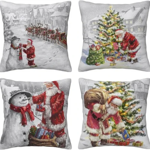 P-87213230560940-20260406110719.webp Unyqoos® Set van 4 decoratieve kussenslopen met kerstelementen voor binnen en buiten