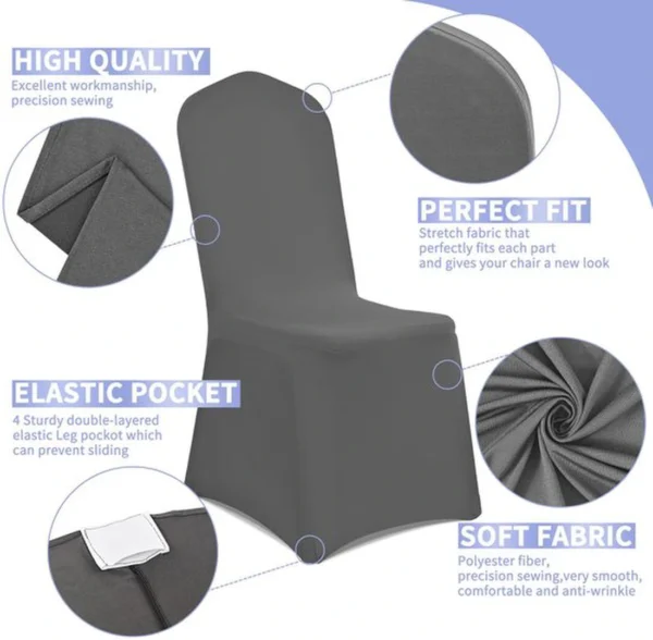 P-87213230592862-20260405184609.webp Unyqoos® Set van 20 elastische donkergrijze stoelhoezen voor feesten en evenementen