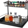 Unyqoos® Dubbel Laags Onderkast Organizer Met Uittrekbare L-Vorm Voor Keuken En Badkamer