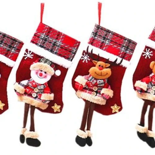 P-87213230627810-20260406093104.webp Unyqoos® Set van 4 Kerstsokken met Decoratieve Motieven voor Feestelijke Versiering