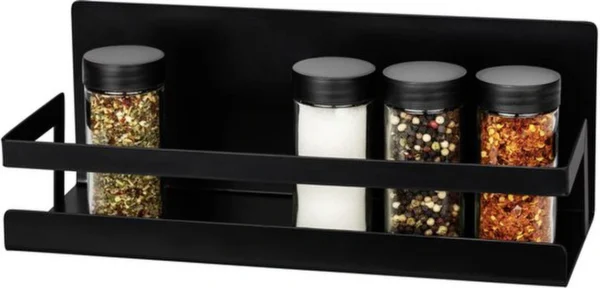 Unyqoos® Magnetisch Kruidenrek voor Buitenkeuken met Veelzijdige Bevestigingsopties en Stijlvolle Zwarte Afwerking