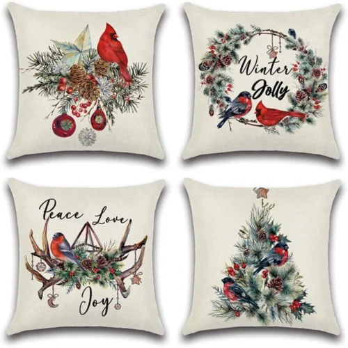 P-87213230656690-20260406111422.webp Unyqoos® Set van 4 waterdichte kerstkussenhoezen voor binnen en buiten gebruik