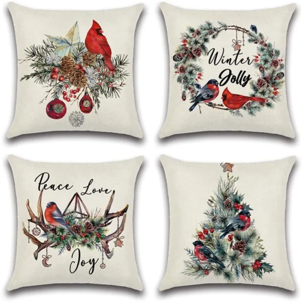 P-87213230656690-20260406111422.webp Unyqoos® Set van 4 waterdichte kerstkussenhoezen voor binnen en buiten gebruik