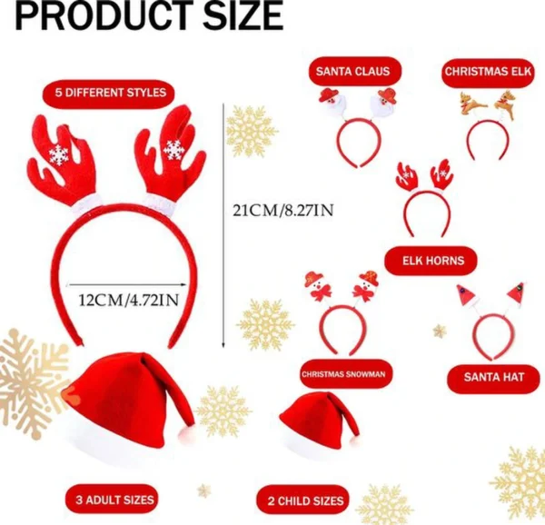 Unyqoos® Feestelijke set van kerstmutsen en haaraccessoires voor jong en oud