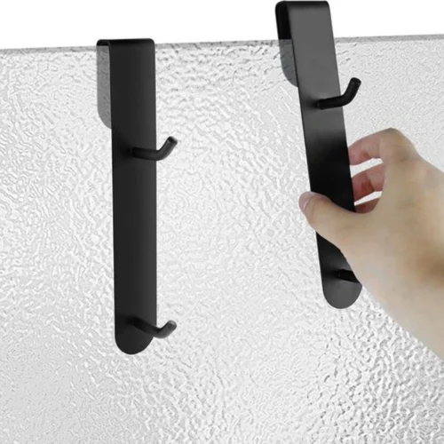 Unyqoos® Zwarte handdoekhouder set voor glazen douchewand zonder boren