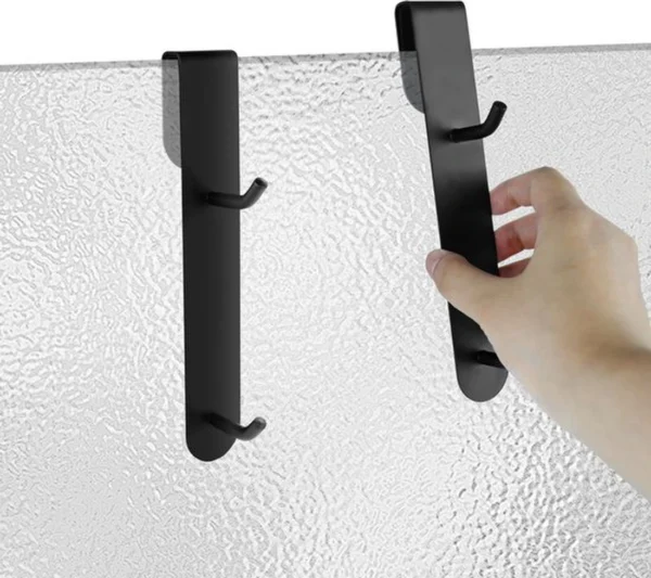 P-87213230674410-20260406115309.webp Unyqoos® Zwarte handdoekhouder set voor glazen douchewand zonder boren