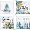 Unyqoos® Set van 4 decoratieve kussenslopen met winterse kerstthema voor sfeervolle inrichting