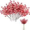 Unyqoos® Set van 24 kunstmatige rode bessen voor winterdecoratie en kransontwerp