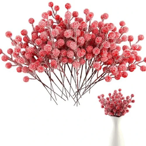 P-87213230690180-20260406093233.webp Unyqoos® Set van 24 kunstmatige rode bessen voor winterdecoratie en kransontwerp