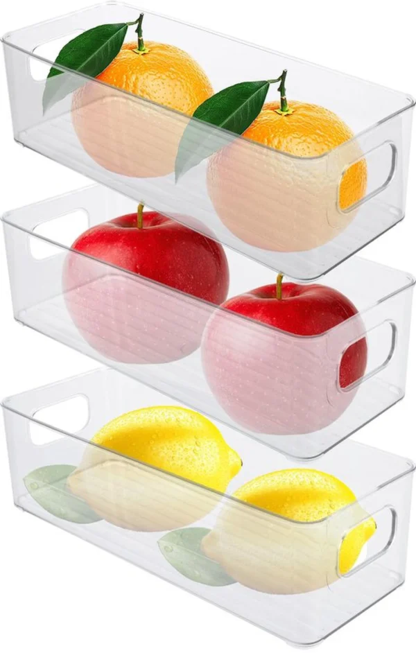 P-87213230738860-20260406095945.webp Unyqoos® Set van drie transparante opbergdozen voor koelkast en vriezer organisatie
