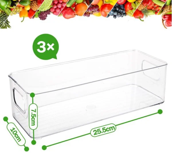 P-87213230738861-20260406095959.webp Unyqoos® Set van drie transparante opbergdozen voor koelkast en vriezer organisatie