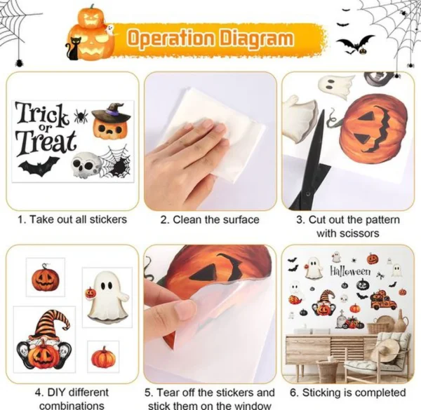 P-87213230754607-20260406093312.webp Unyqoos® Set van 8 Halloween Raamstickers voor Feestelijke Decoratie en Sfeer