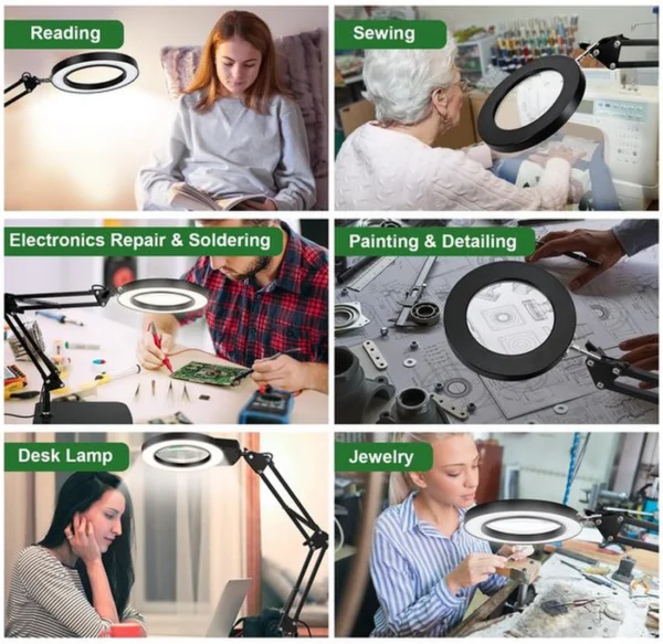Unyqoos® Verstelbare LED-vergrootlamp met 10x vergroting en flexibele arm