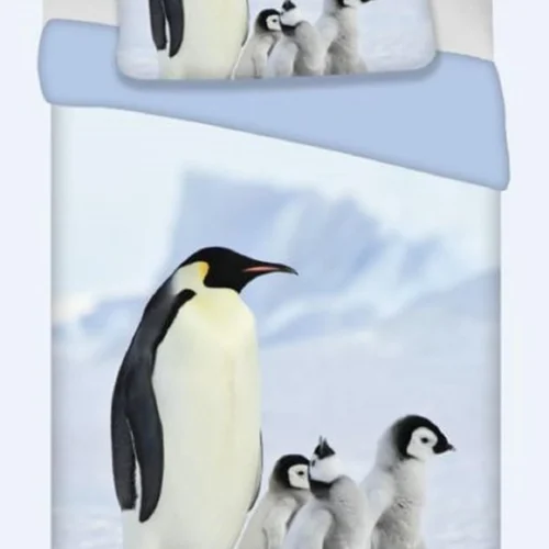 Unyqoos® Beddengoedset met schattige pinguïnprint, ademend en temperatuurregulerend katoen