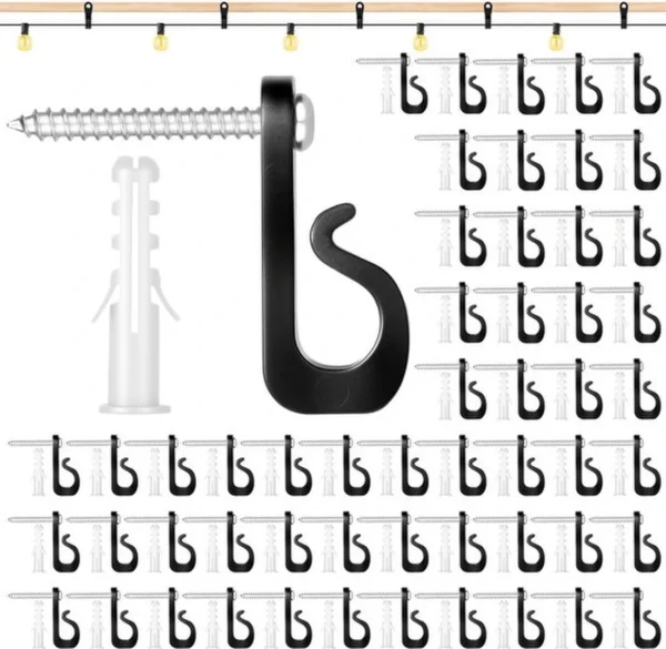 P-87213230775873-20260406115544.webp Unyqoos® Set van 55 schroefhaken voor buitenverlichting en decoratieve toepassingen