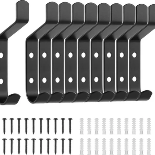 P-87213230794750-20260406115621.webp Unyqoos® Set van 10 zwarte roestvrijstalen wandhaken voor diverse ruimtes in huis