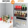 Unyqoos® Veelzijdige Magnetische Keuken- en Huishoud Organizer Set met 3 Planken en 8 Haken voor Efficiënte Opslag