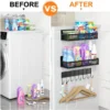 Unyqoos® Veelzijdige Magnetische Keuken- en Huishoud Organizer Set met 3 Planken en 8 Haken voor Efficiënte Opslag