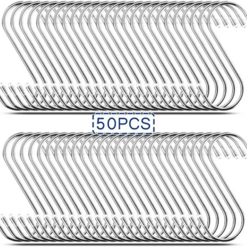 P-87213230818810-20260406115838.webp Unyqoos® Set van 50 stevige S-vormige roestvrijstalen haken voor veelzijdig gebruik
