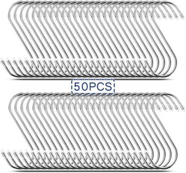 P-87213230818810-20260406115838.webp Unyqoos® Set van 50 stevige S-vormige roestvrijstalen haken voor veelzijdig gebruik