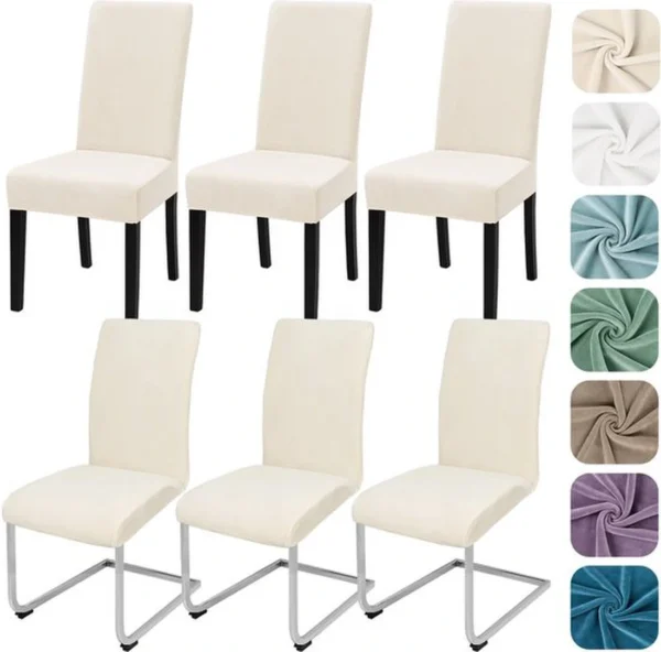 P-87213230827272-20260405184727.webp Unyqoos® Set van 6 Rekbare Fluwelen Stoelhoezen voor Schommelstoelen, Eetkamer en Bruiloften in Beige