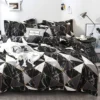 Unyqoos® Moderne zwart-wit dekbedovertrekset met marmerlook en geometrisch patroon