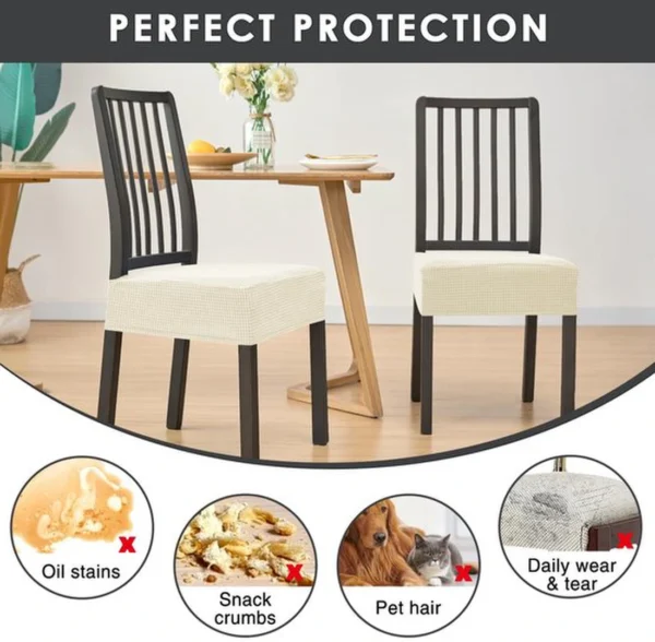 P-87213230853152-20260405182543.webp Unyqoos® Set van 4 elastische stoelhoezen in beige voor eetkamer en evenementen