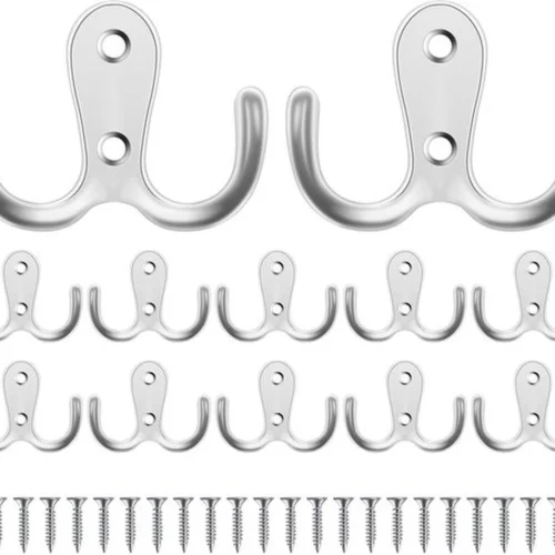 P-87213230855510-20260406120047.webp Unyqoos® Set van twaalf stevige dubbele haken met vierentwintig bevestigingsschroeven
