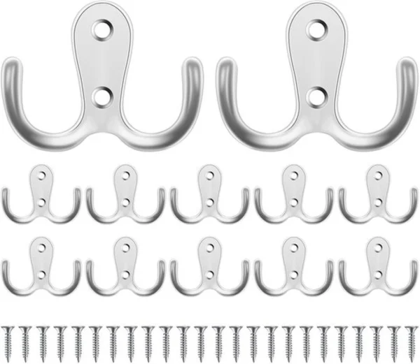 P-87213230855510-20260406120047.webp Unyqoos® Set van twaalf stevige dubbele haken met vierentwintig bevestigingsschroeven