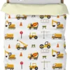 Unyqoos® Levendig Kinderbeddengoed Set met Tractors en Voertuigen Motief voor Slaapcomfort