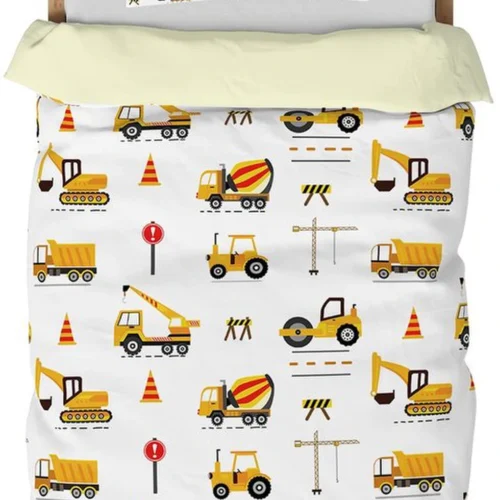 Unyqoos® Levendig Kinderbeddengoed Set met Tractors en Voertuigen Motief voor Slaapcomfort