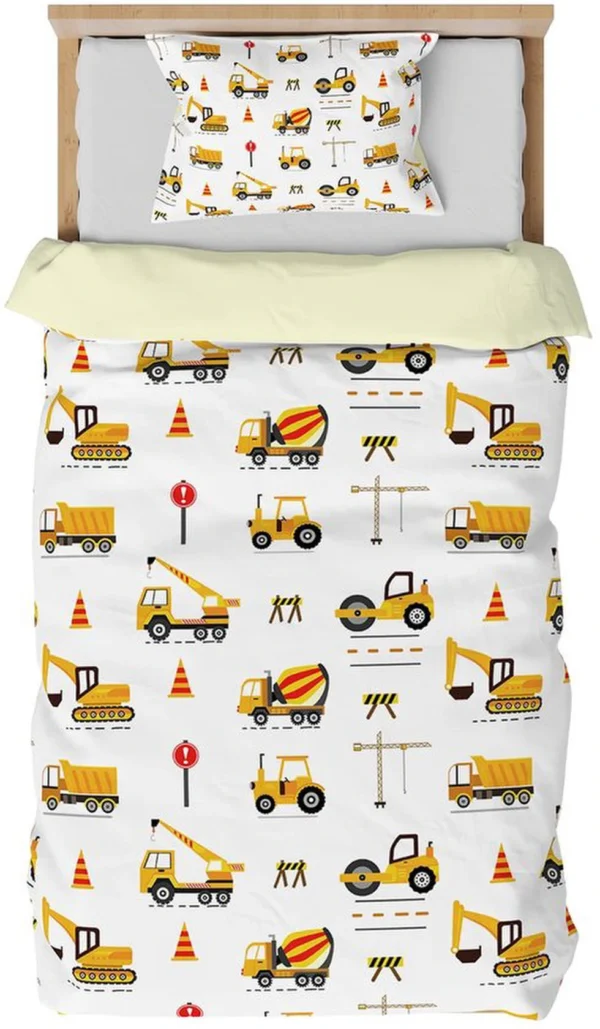 Unyqoos® Levendig Kinderbeddengoed Set met Tractors en Voertuigen Motief voor Slaapcomfort