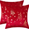 Unyqoos® Set van 2 fluwelen kussenslopen in kerstrood voor woonkamer en slaapkamer