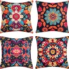 Unyqoos® Bohemian Kussenslopen Set van 4 met Mandala en Bloemenpatroon