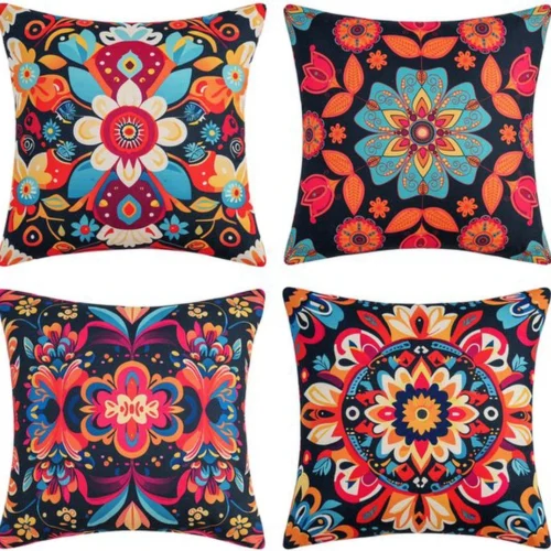 P-87213230869540-20260406110907.webp Unyqoos® Bohemian Kussenslopen Set van 4 met Mandala en Bloemenpatroon