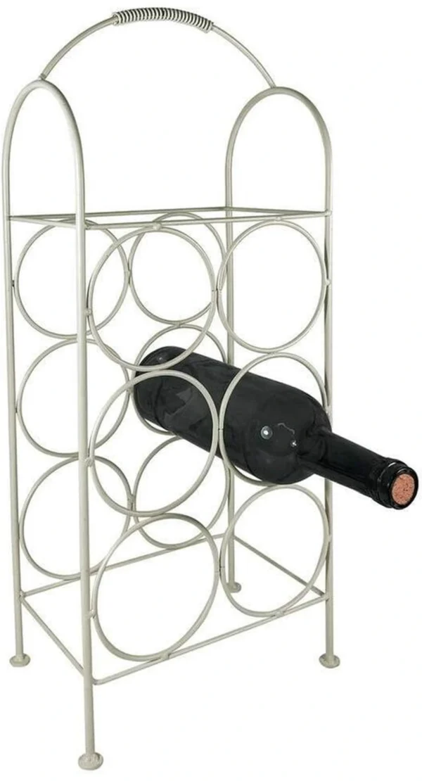 P-87213230893200-20260406105811.webp Unyqoos® Stijlvol wit metalen wijnrek voor 6 flessen met vintage uitstraling