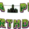 Unyqoos® Feestelijk en paars verjaardagsbanner met cartoon thema voor kinderen