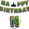 Unyqoos® Feestelijk en paars verjaardagsbanner met cartoon thema voor kinderen
