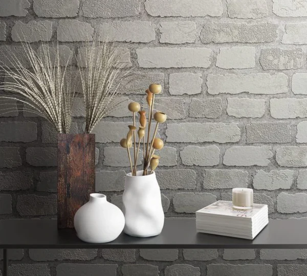 P-87213230898185-20260405113057.webp Unyqoos® Wit 3D Steenlook Behang met Baksteen Effect voor Diverse Kamers