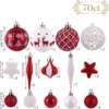 Unyqoos® Complete set van 70 onbreekbare kerstballen in rood en wit voor feestelijke decoratie